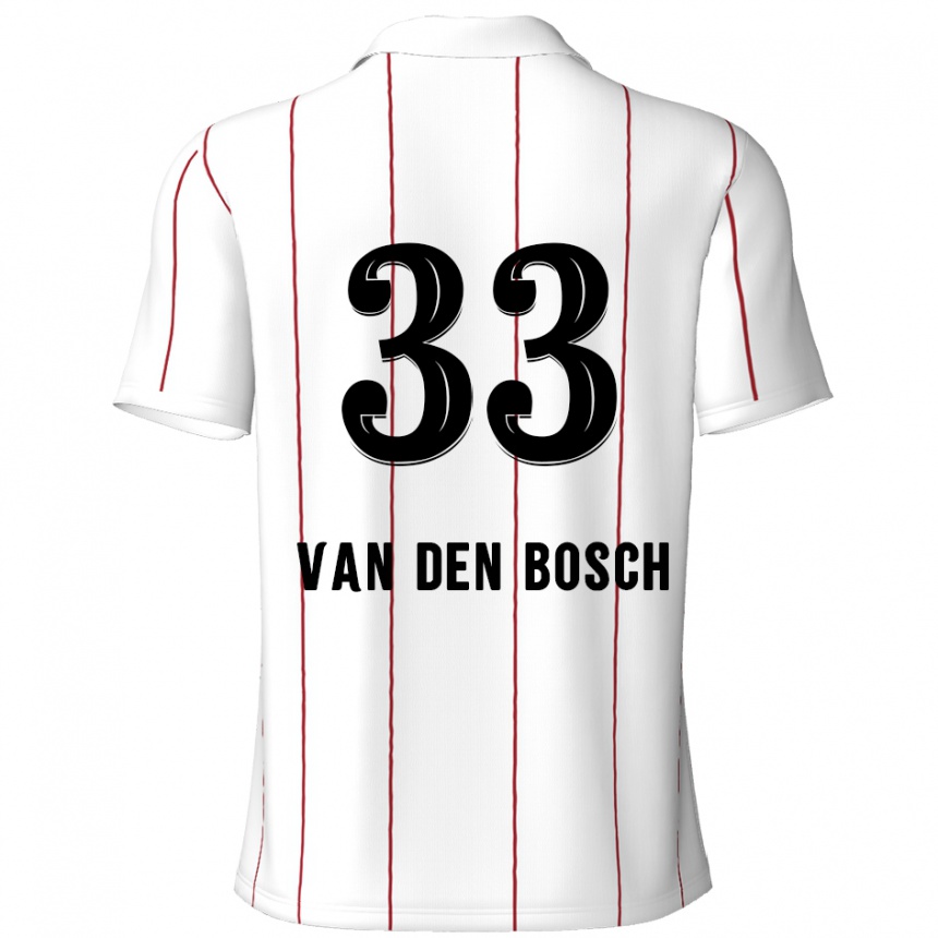 Kids Football Zeno Van Den Bosch #33 White Black Away Jersey 2024/25 T-Shirt Canada