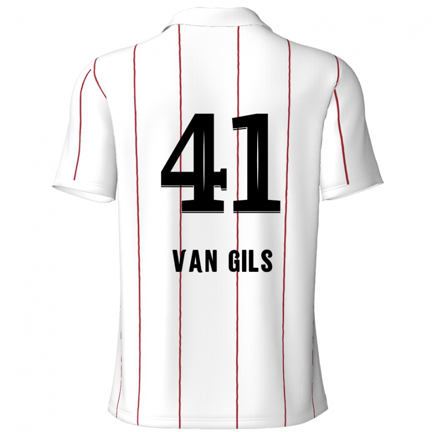 Kids Football Mathis Van Gils #41 White Black Away Jersey 2024/25 T-Shirt Canada