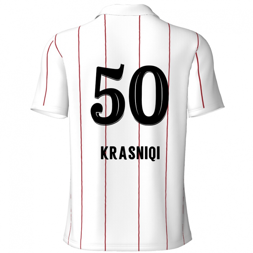 Kids Football Laurit Krasniqi #50 White Black Away Jersey 2024/25 T-Shirt Canada