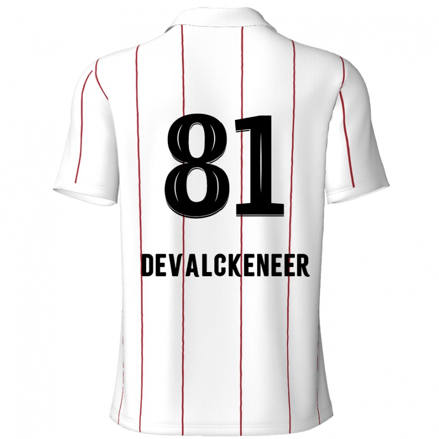 Kids Football Niels Devalckeneer #81 White Black Away Jersey 2024/25 T-Shirt Canada