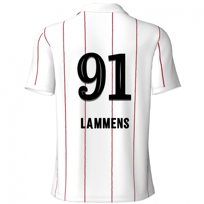 Kids Football Senne Lammens #91 White Black Away Jersey 2024/25 T-Shirt Canada