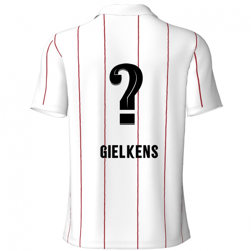 Kids Football Mathijs Gielkens #0 White Black Away Jersey 2024/25 T-Shirt Canada