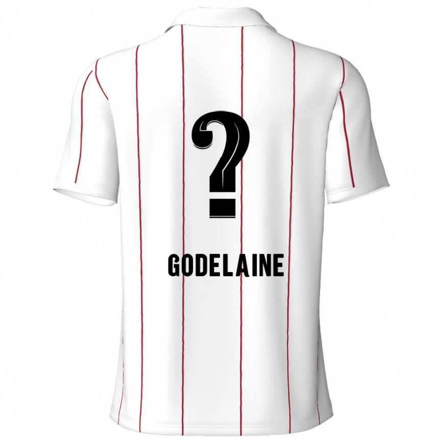 Kids Football Jeff Godelaine #0 White Black Away Jersey 2024/25 T-Shirt Canada