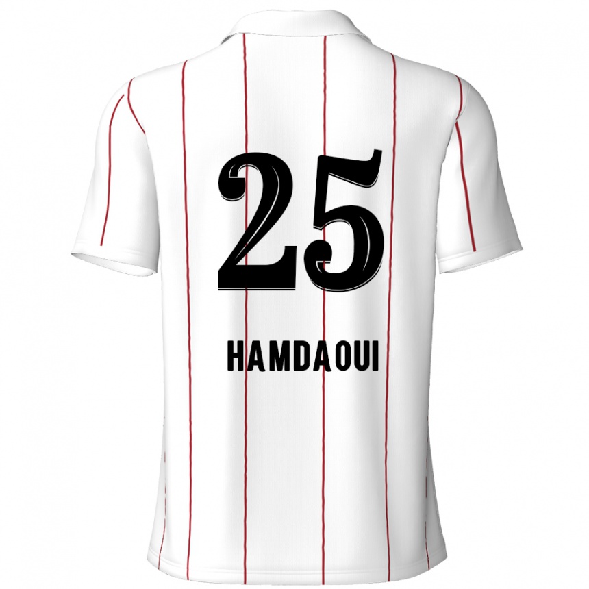 Kids Football Youssef Hamdaoui #25 White Black Away Jersey 2024/25 T-Shirt Canada