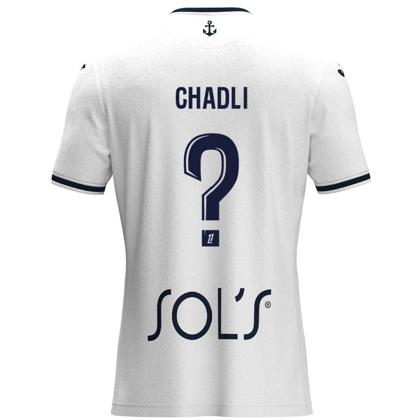 Kids Football Nassim Chadli #0 White Dark Blue Away Jersey 2024/25 T-Shirt Canada