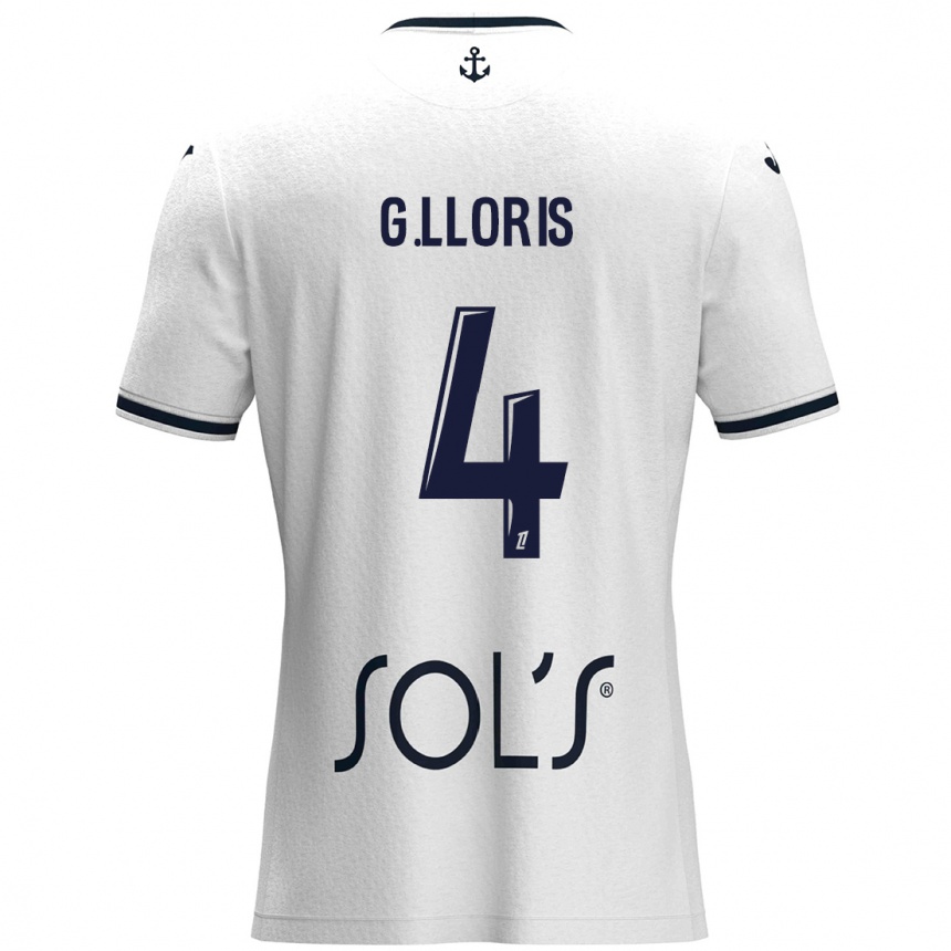 Kids Football Gautier Lloris #4 White Dark Blue Away Jersey 2024/25 T-Shirt Canada