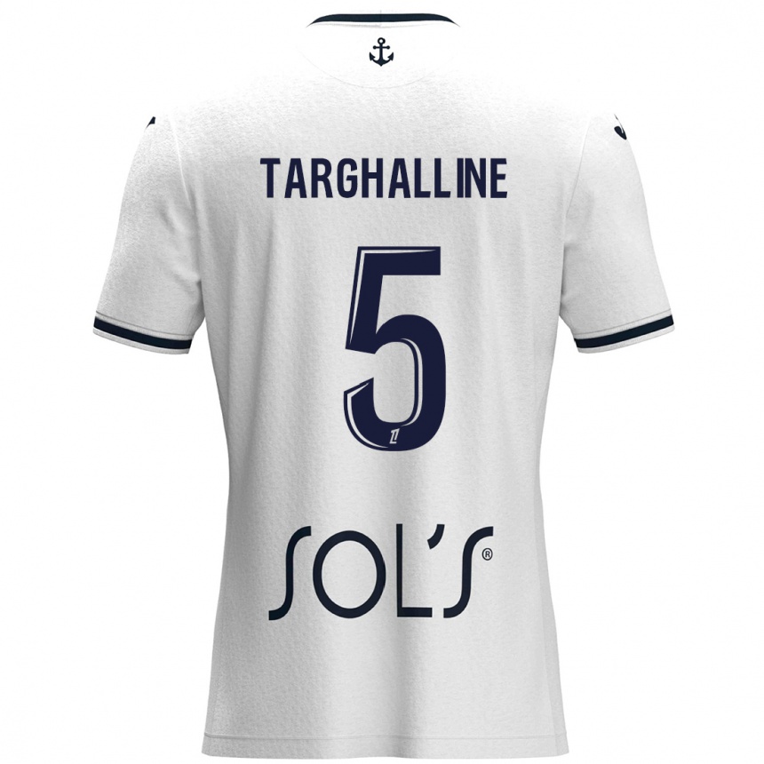 Kids Football Oussama Targhalline #5 White Dark Blue Away Jersey 2024/25 T-Shirt Canada