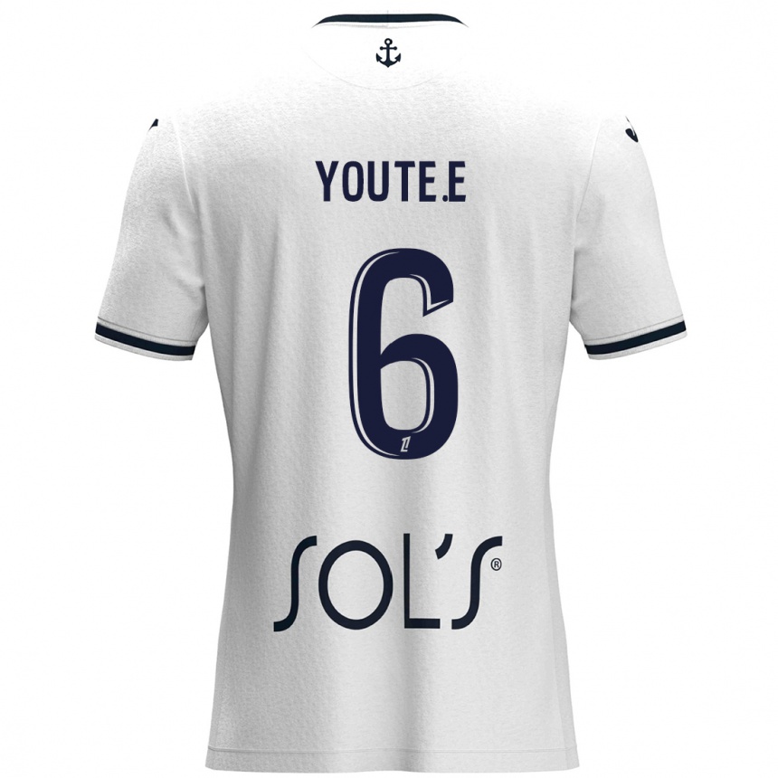 Kids Football Étienne Youté Kinkoué #6 White Dark Blue Away Jersey 2024/25 T-Shirt Canada