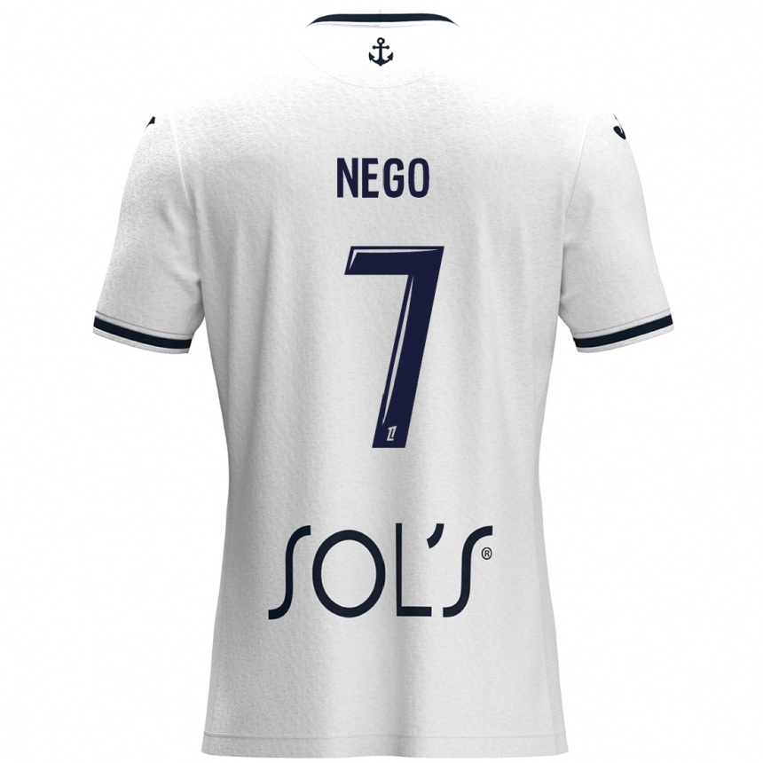 Kids Football Loïc Nego #7 White Dark Blue Away Jersey 2024/25 T-Shirt Canada