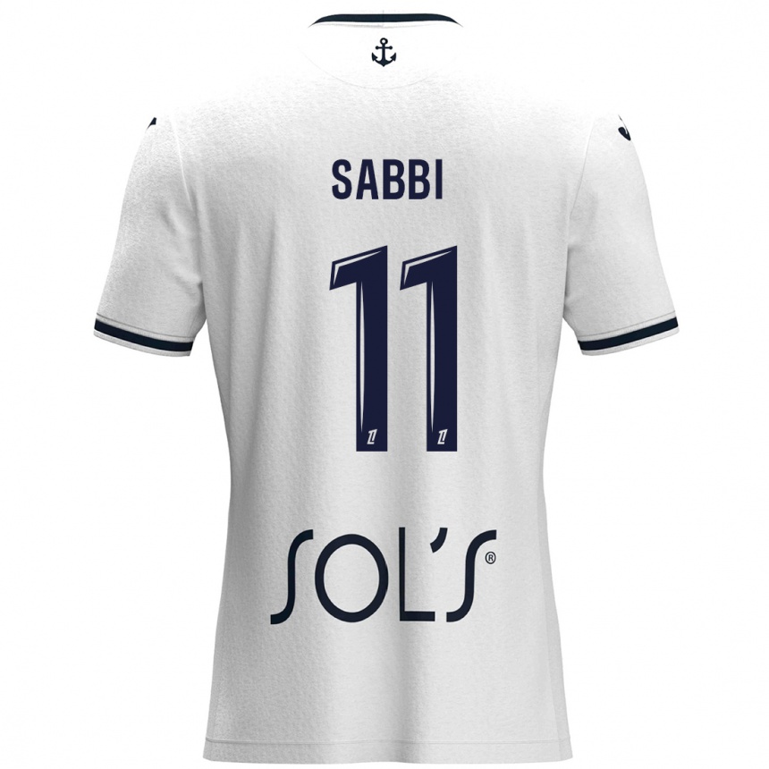 Kids Football Emmanuel Sabbi #11 White Dark Blue Away Jersey 2024/25 T-Shirt Canada