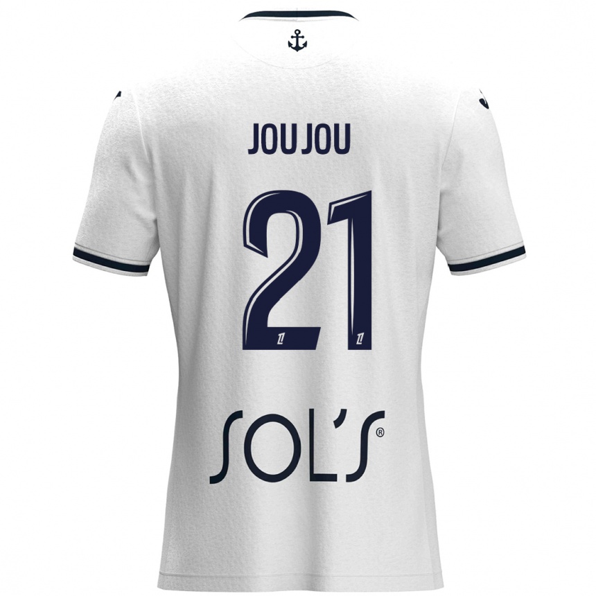 Kids Football Antoine Joujou #21 White Dark Blue Away Jersey 2024/25 T-Shirt Canada