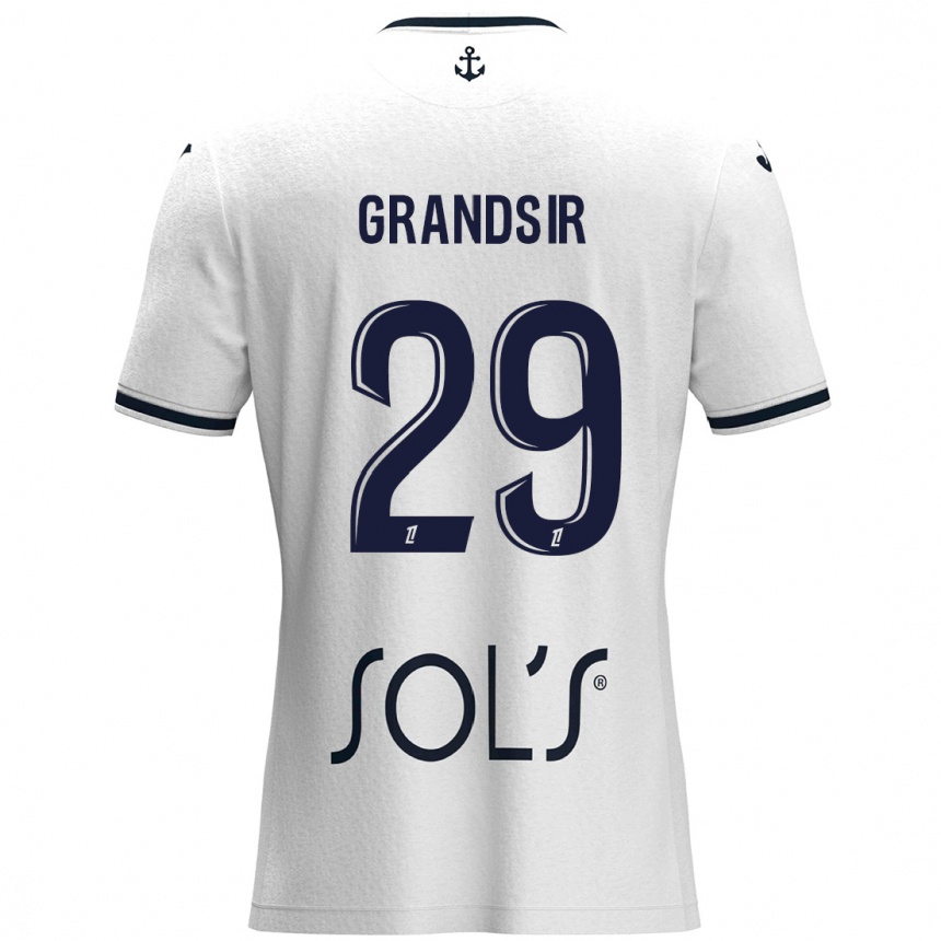 Kids Football Samuel Grandsir #29 White Dark Blue Away Jersey 2024/25 T-Shirt Canada