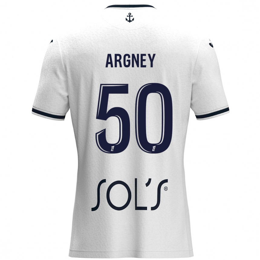 Kids Football Paul Argney #50 White Dark Blue Away Jersey 2024/25 T-Shirt Canada