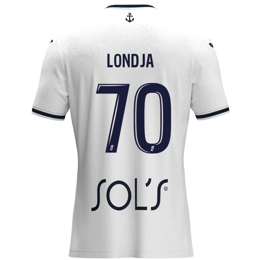 Kids Football Ruben Londja #70 White Dark Blue Away Jersey 2024/25 T-Shirt Canada