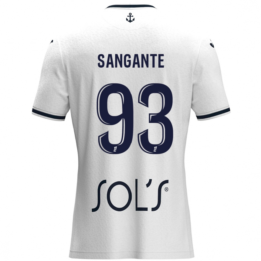 Kids Football Arouna Sangante #93 White Dark Blue Away Jersey 2024/25 T-Shirt Canada