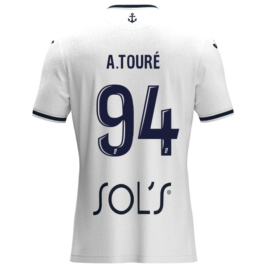 Kids Football Abdoulaye Touré #94 White Dark Blue Away Jersey 2024/25 T-Shirt Canada