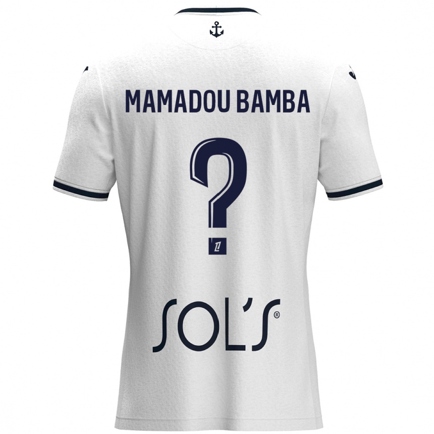 Kids Football Ben Mamadou Bamba #0 White Dark Blue Away Jersey 2024/25 T-Shirt Canada