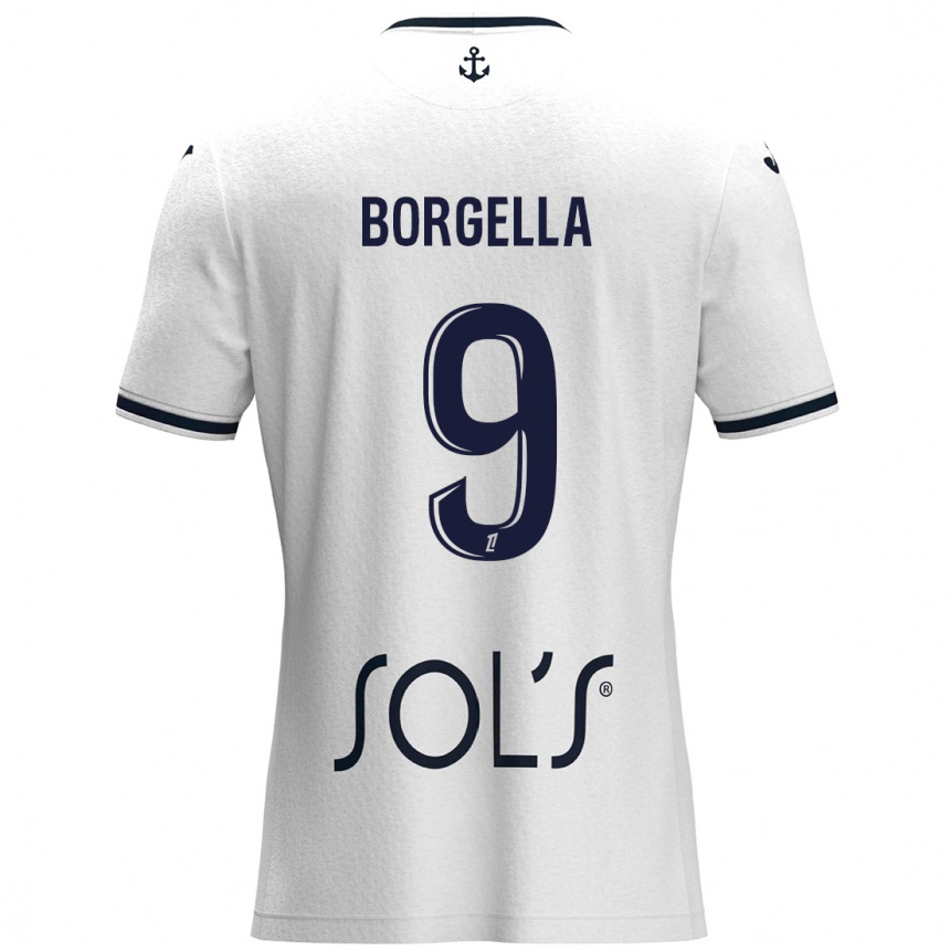 Kids Football Roselord Borgella #9 White Dark Blue Away Jersey 2024/25 T-Shirt Canada