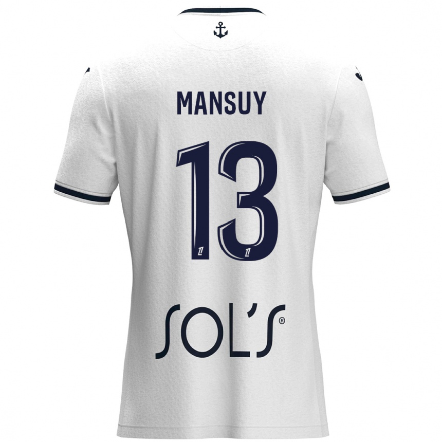 Kids Football Héloïse Mansuy #13 White Dark Blue Away Jersey 2024/25 T-Shirt Canada