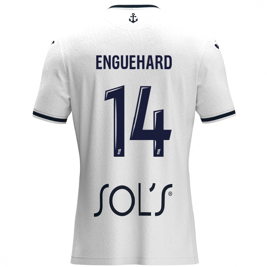 Kids Football Romane Enguehard #14 White Dark Blue Away Jersey 2024/25 T-Shirt Canada