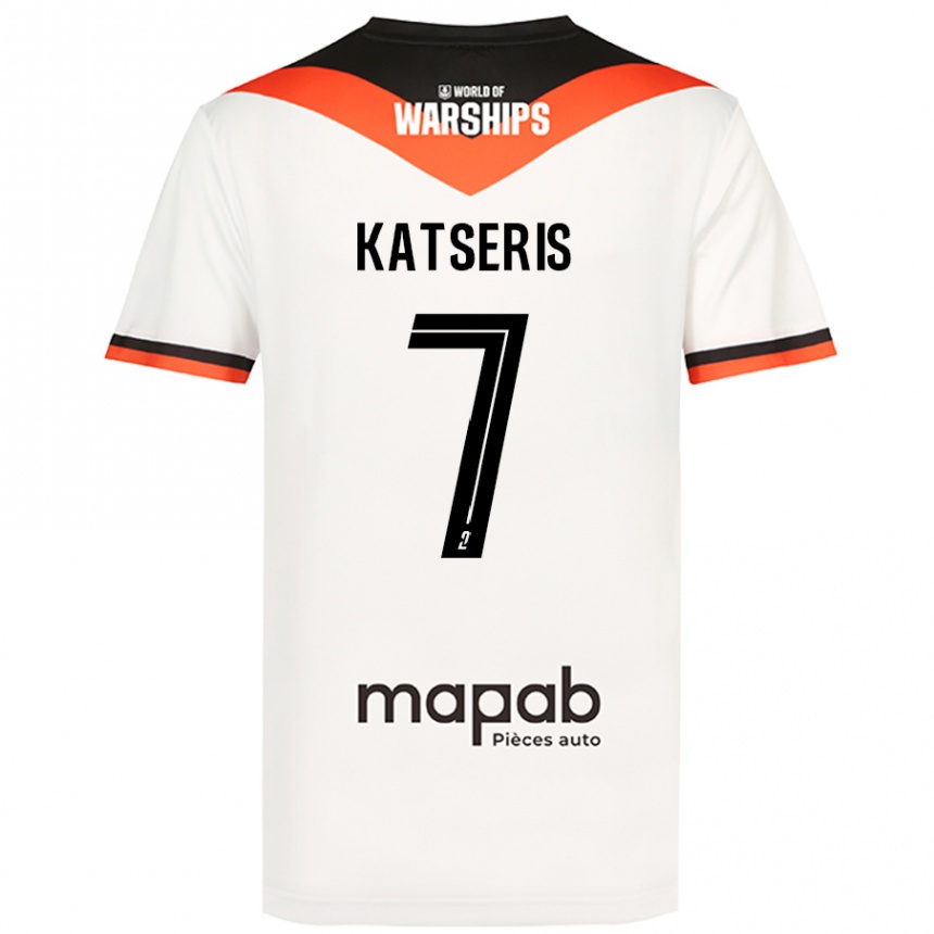 Kids Football Panos Katseris #7 White Away Jersey 2024/25 T-Shirt Canada