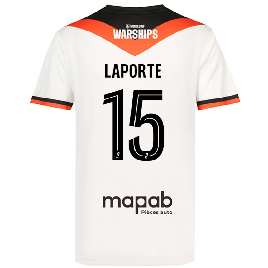 Kids Football Julien Laporte #15 White Away Jersey 2024/25 T-Shirt Canada