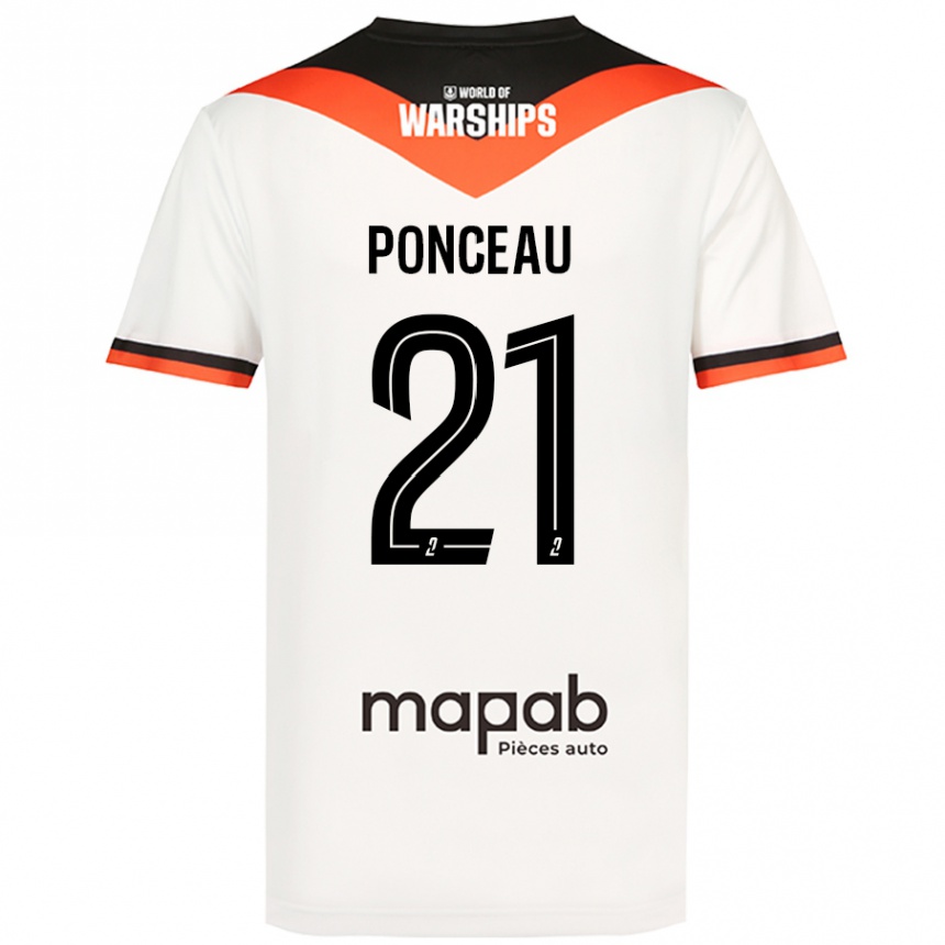 Kids Football Julien Ponceau #21 White Away Jersey 2024/25 T-Shirt Canada