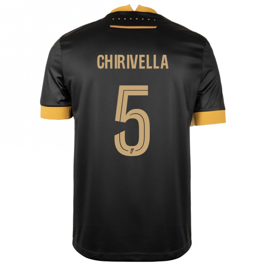 Kids Football Pedro Chirivella #5 Black Brown Away Jersey 2024/25 T-Shirt Canada