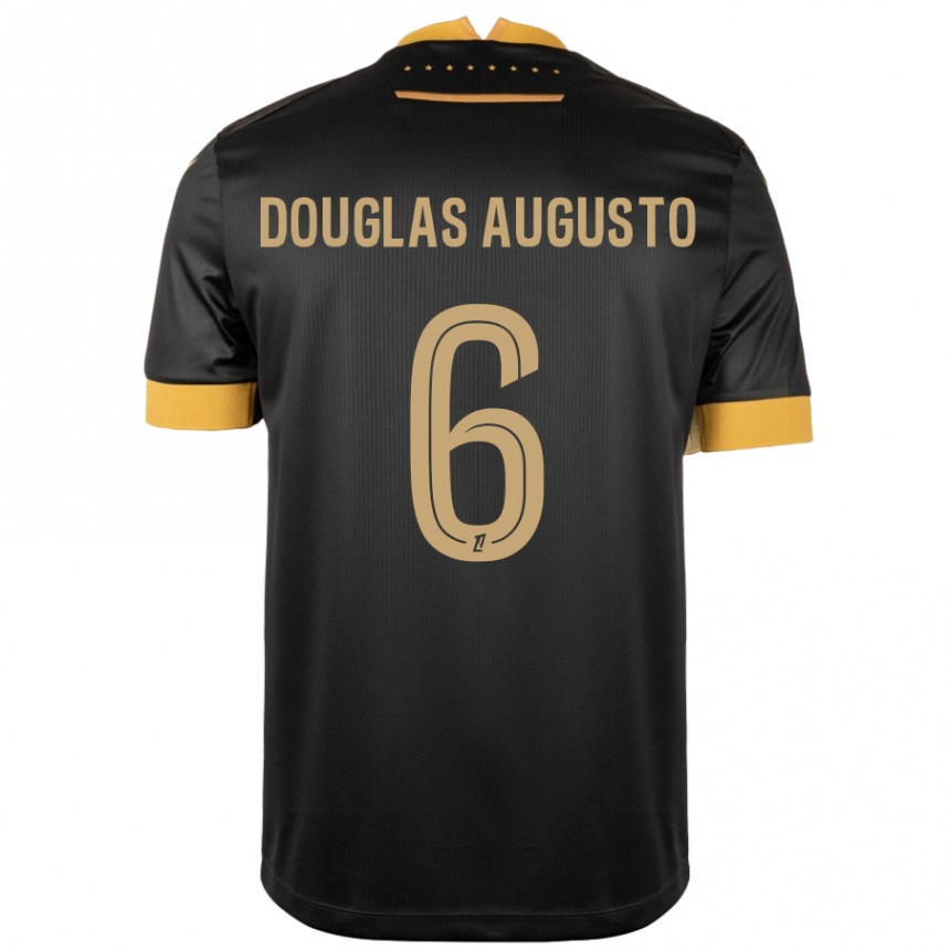 Kids Football Douglas Augusto #6 Black Brown Away Jersey 2024/25 T-Shirt Canada