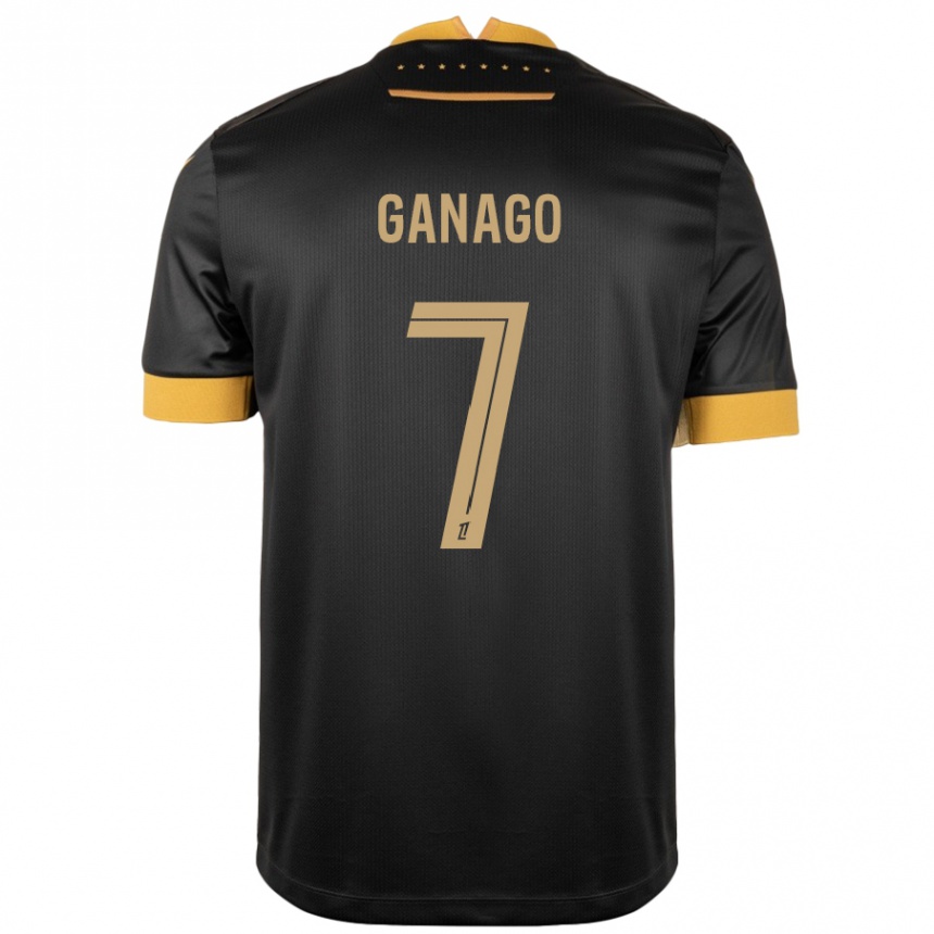 Kids Football Ignatius Ganago #7 Black Brown Away Jersey 2024/25 T-Shirt Canada