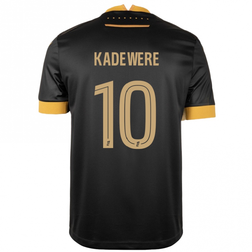 Kids Football Tino Kadewere #10 Black Brown Away Jersey 2024/25 T-Shirt Canada