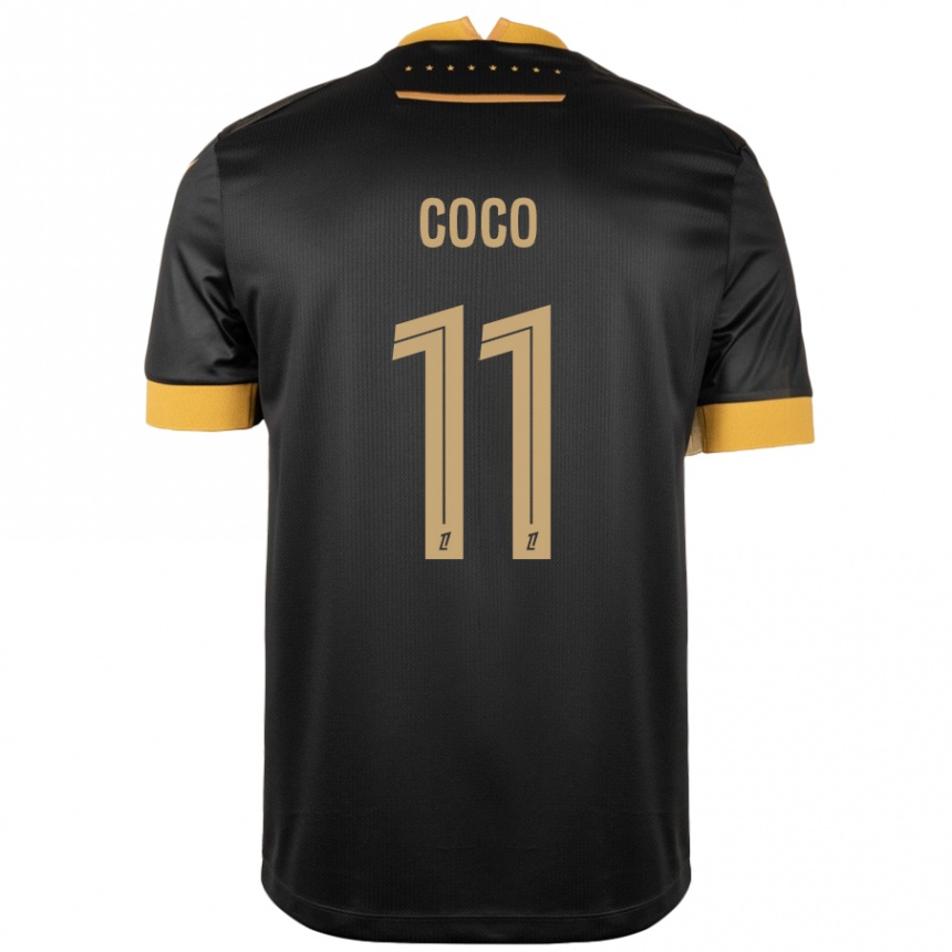 Kids Football Marcus Coco #11 Black Brown Away Jersey 2024/25 T-Shirt Canada