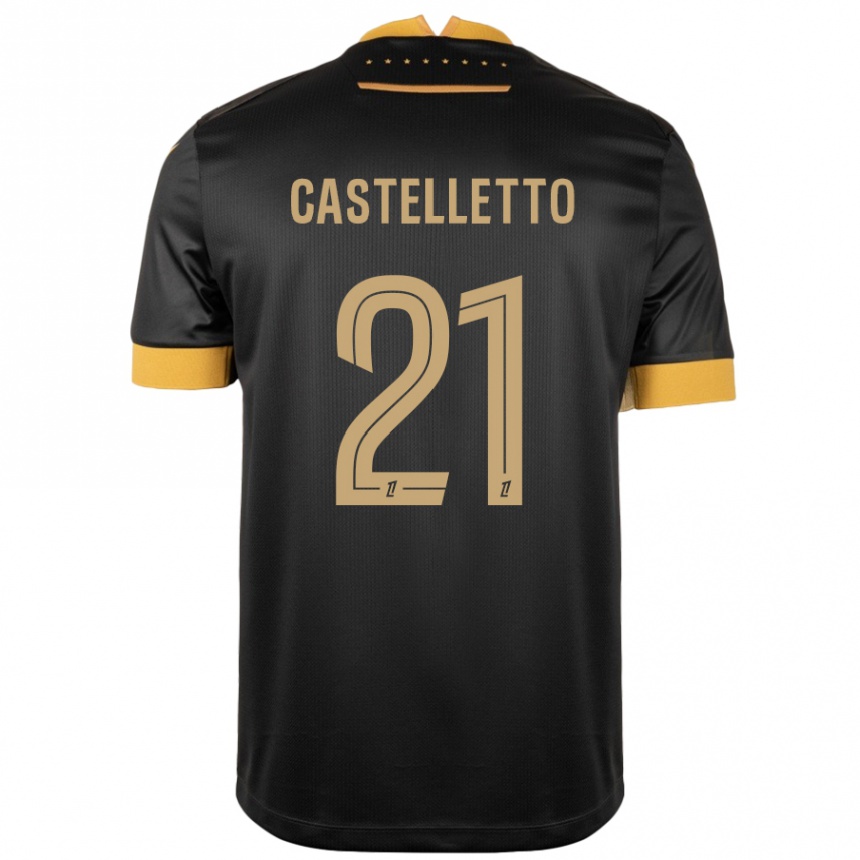 Kids Football Jean-Charles Castelletto #21 Black Brown Away Jersey 2024/25 T-Shirt Canada