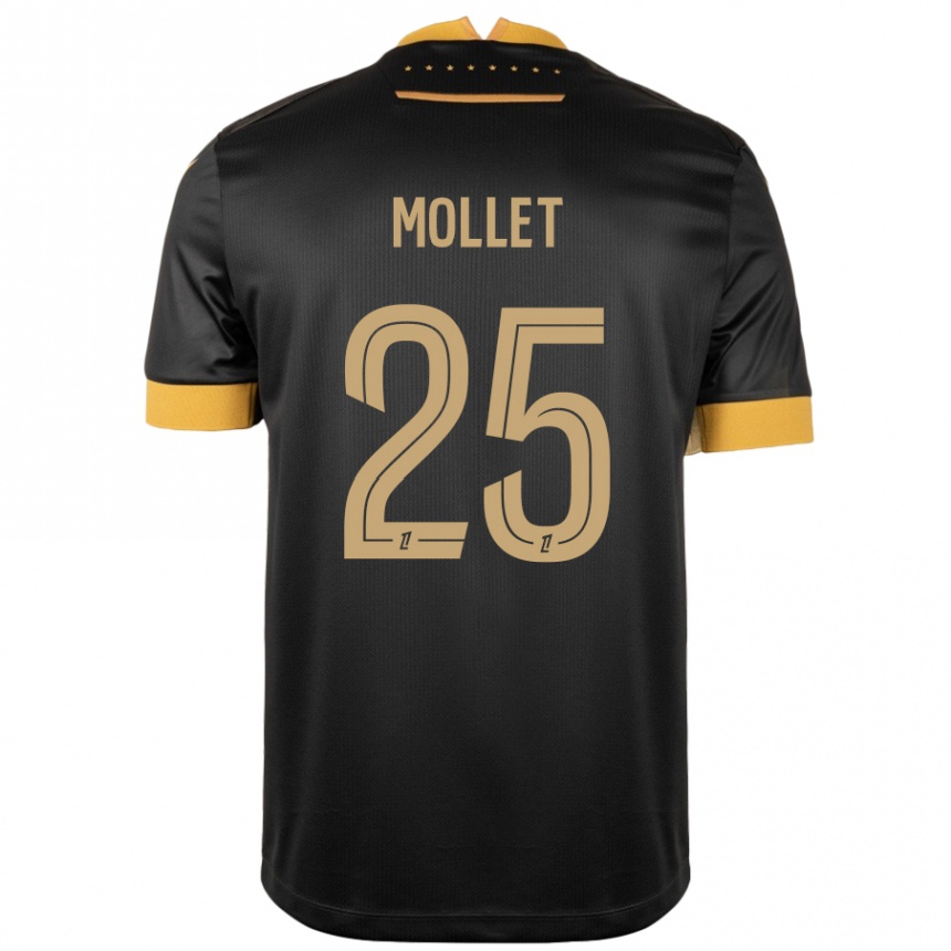 Kids Football Florent Mollet #25 Black Brown Away Jersey 2024/25 T-Shirt Canada