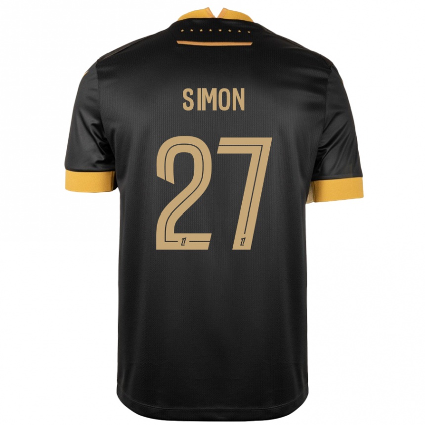 Kids Football Moses Simon #27 Black Brown Away Jersey 2024/25 T-Shirt Canada