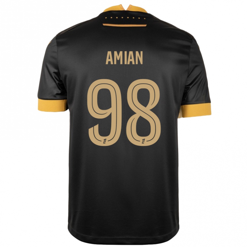 Kids Football Kelvin Amian #98 Black Brown Away Jersey 2024/25 T-Shirt Canada