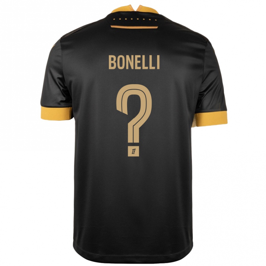 Kids Football Lucas Bonelli #0 Black Brown Away Jersey 2024/25 T-Shirt Canada