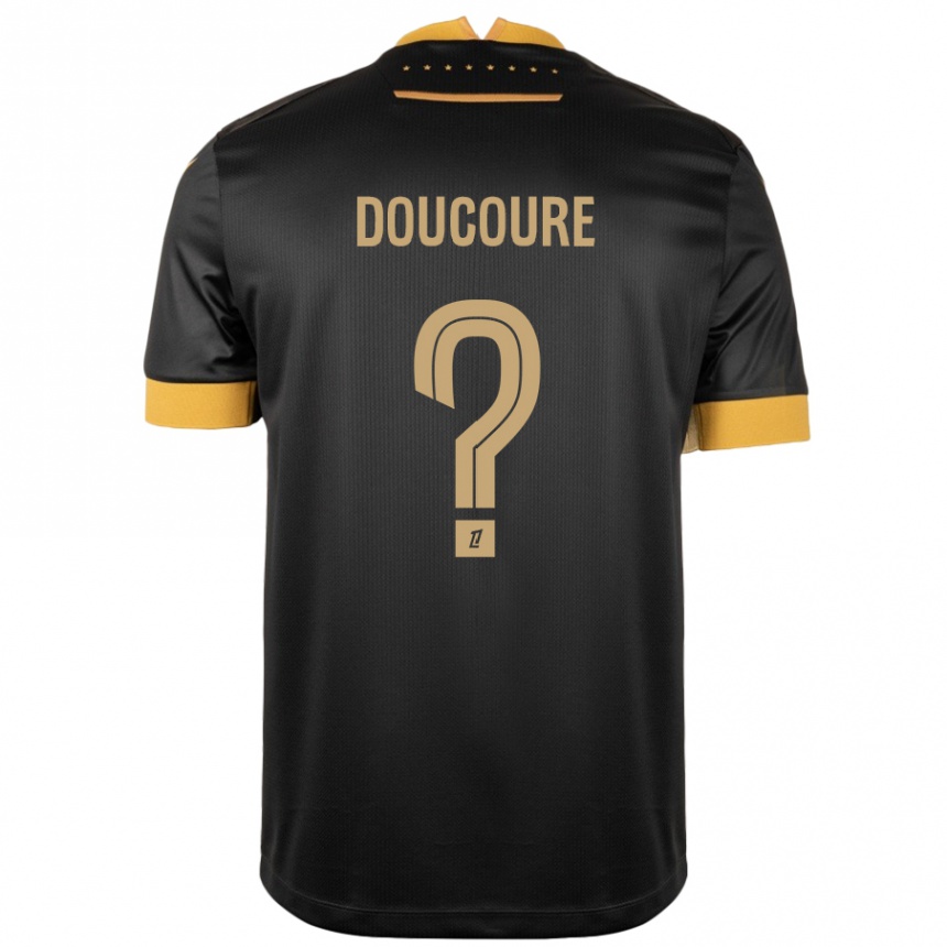 Kids Football Sekou Doucoure #0 Black Brown Away Jersey 2024/25 T-Shirt Canada