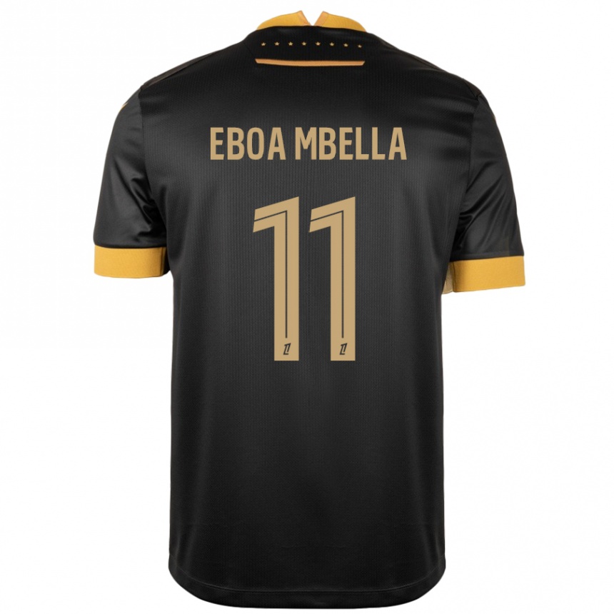 Kids Football Eden Eboa Mbella #11 Black Brown Away Jersey 2024/25 T-Shirt Canada