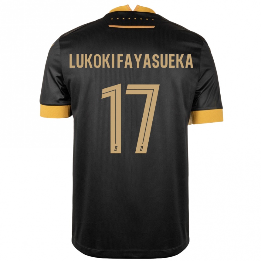 Kids Football Kévin Lukoki Fayasueka #17 Black Brown Away Jersey 2024/25 T-Shirt Canada