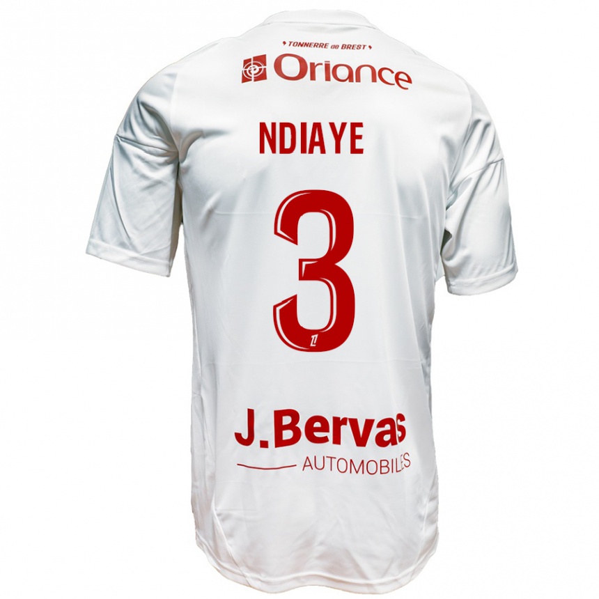 Kids Football Abdoulaye Ndiaye #3 White Red Away Jersey 2024/25 T-Shirt Canada