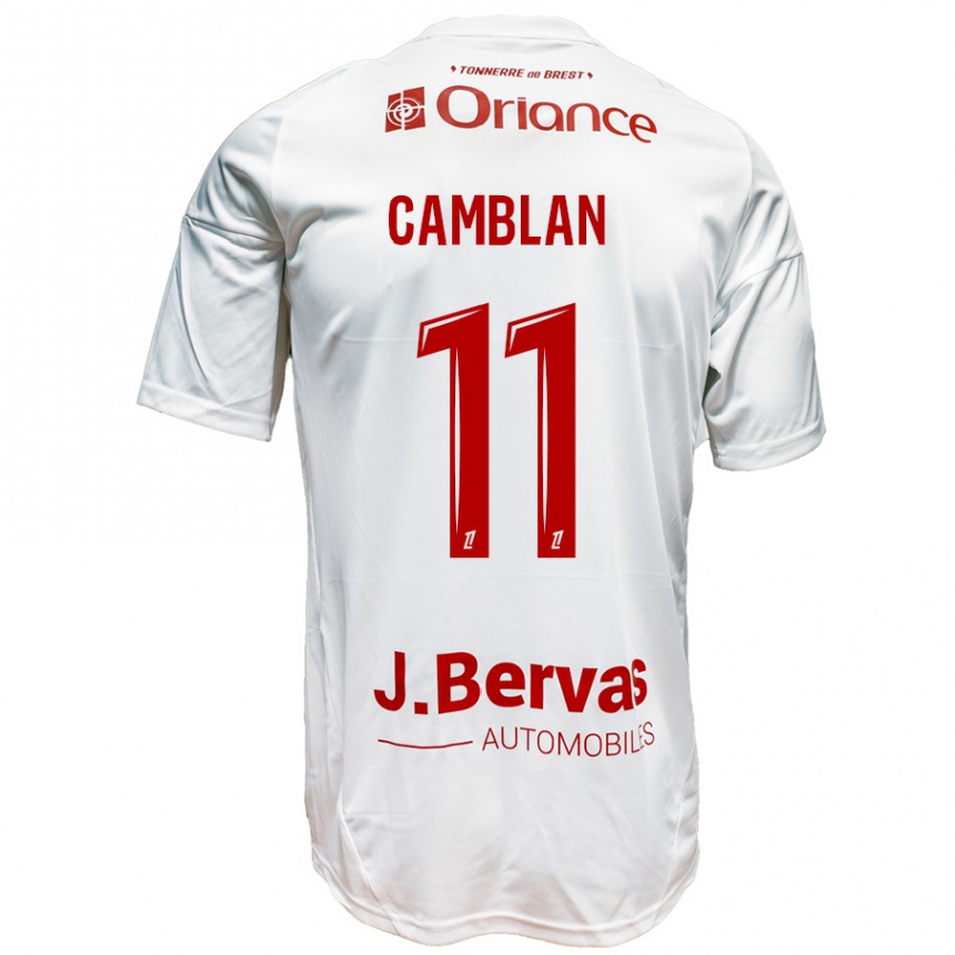 Kids Football Axel Camblan #11 White Red Away Jersey 2024/25 T-Shirt Canada