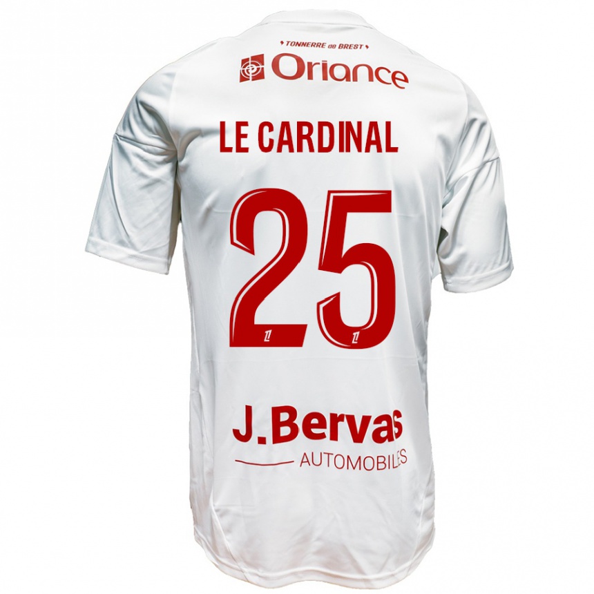 Kids Football Julien Le Cardinal #25 White Red Away Jersey 2024/25 T-Shirt Canada