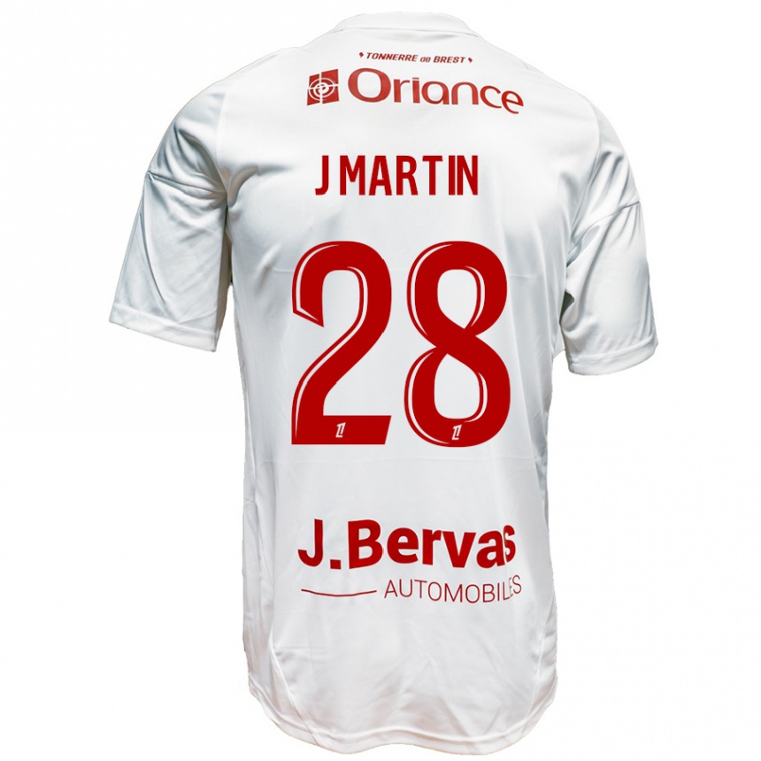 Kids Football Jonas Martin #28 White Red Away Jersey 2024/25 T-Shirt Canada