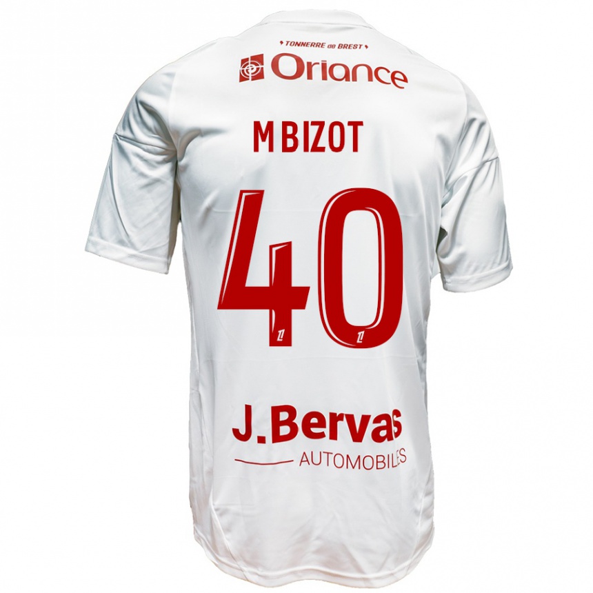 Kids Football Marco Bizot #40 White Red Away Jersey 2024/25 T-Shirt Canada