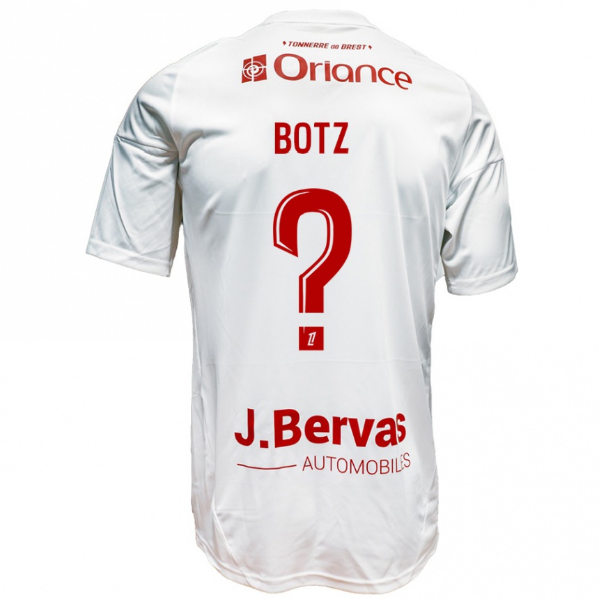 Kids Football Léo Botz #0 White Red Away Jersey 2024/25 T-Shirt Canada