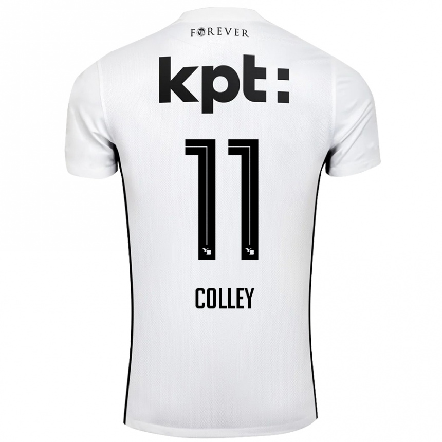 Kids Football Ebrima Colley #11 White Black Away Jersey 2024/25 T-Shirt Canada