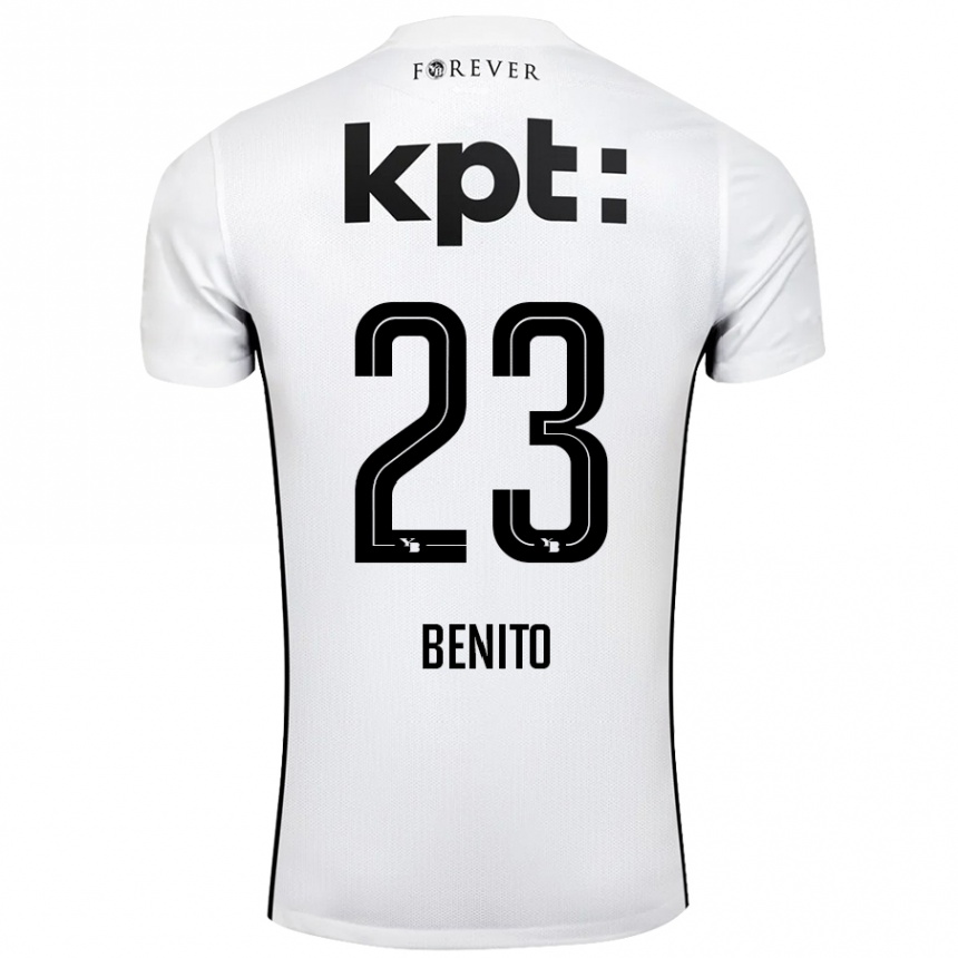 Kids Football Loris Benito #23 White Black Away Jersey 2024/25 T-Shirt Canada