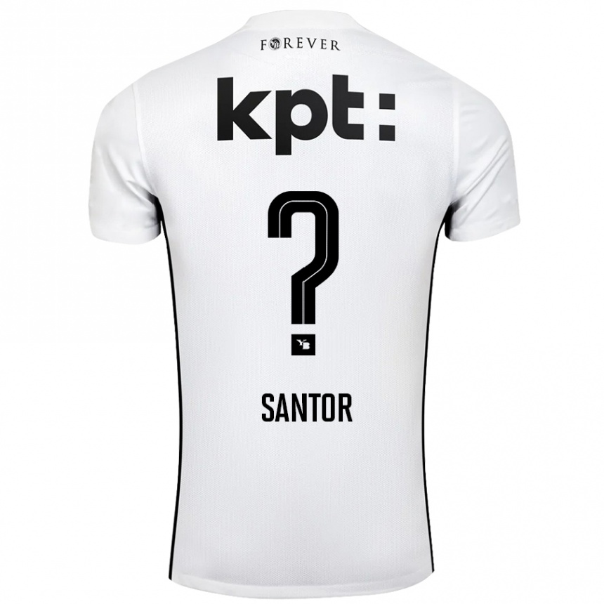 Kids Football Luca Santor #0 White Black Away Jersey 2024/25 T-Shirt Canada