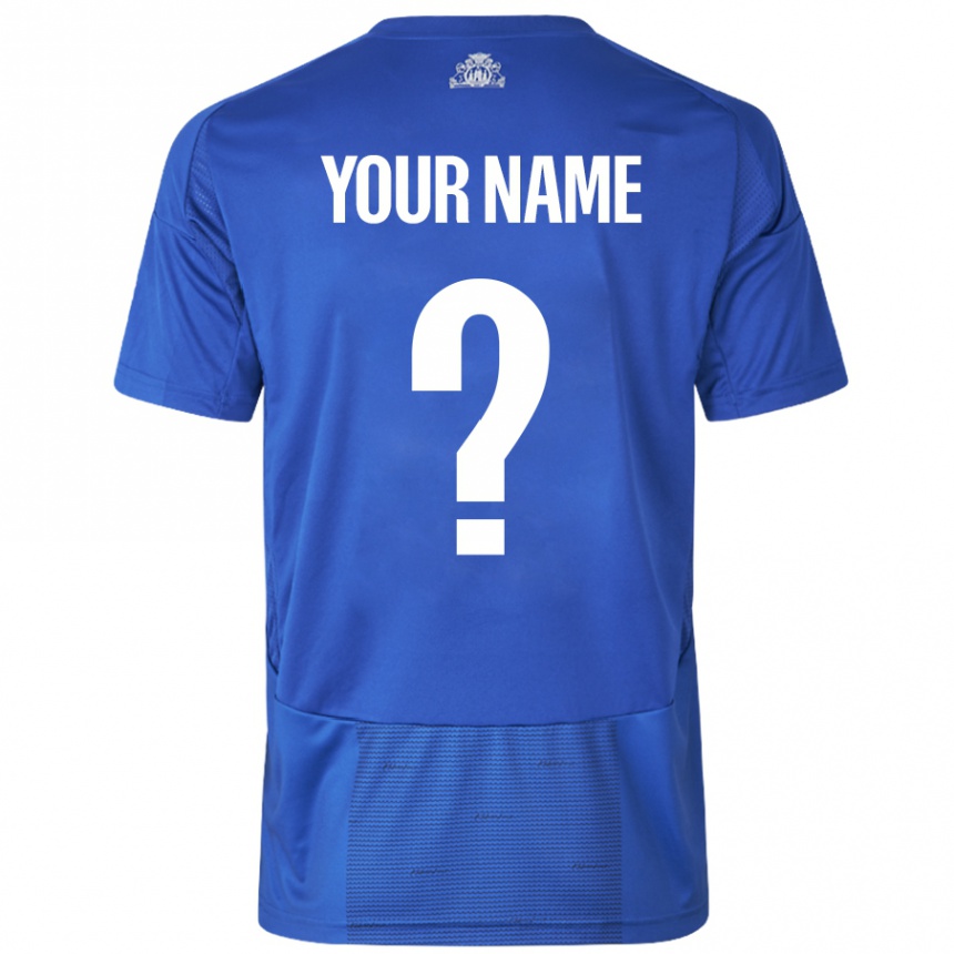 Kids Football Your Name #0 White Blue Away Jersey 2024/25 T-Shirt Canada